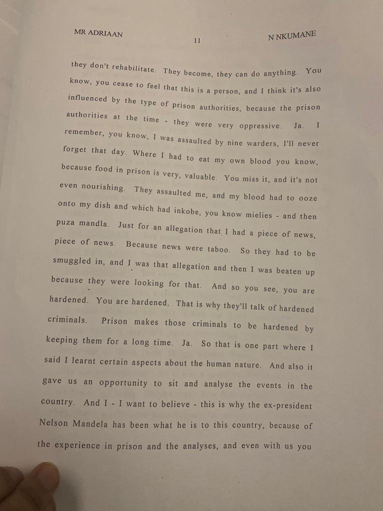 3. Here, the interviewer asks my uncle about his time in prison & its effects on him & othersMy uncle Vusi was sentenced to 12 years imprisonment on Robben Island at 18 years old in 1963.Here he explains how prison dehumanizes you, violence he suffered even eating his own blood