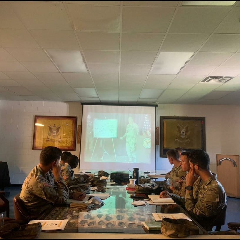 Desert_Rogues's tweet photo. Rogue LTs continued our Leader Development series!  Today Rogue 3, MAJ JW, used Desert Storm to teach Army Movement and Maneuver Doctrine!         

#WEDNESDAYWISDOM 
#DesertShield #MFMA #ROTM https://t.co/aEw46nnj15