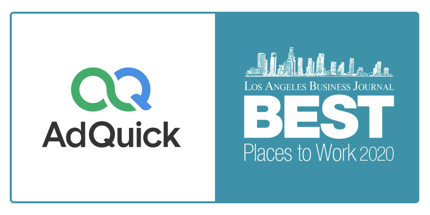 AdQuick's tweet photo. Today was pretty rad. We were ranked in the top 10 on @LABJevents Best Places to Work in Los Angeles list!
S/O to all of our incredible teammates that contribute to our unique, collaborative culture every day.
#LABJBestPlacesToWork #siliconbeach #LAtech #builtinLA https://t.co/GtRiBuP5aG
