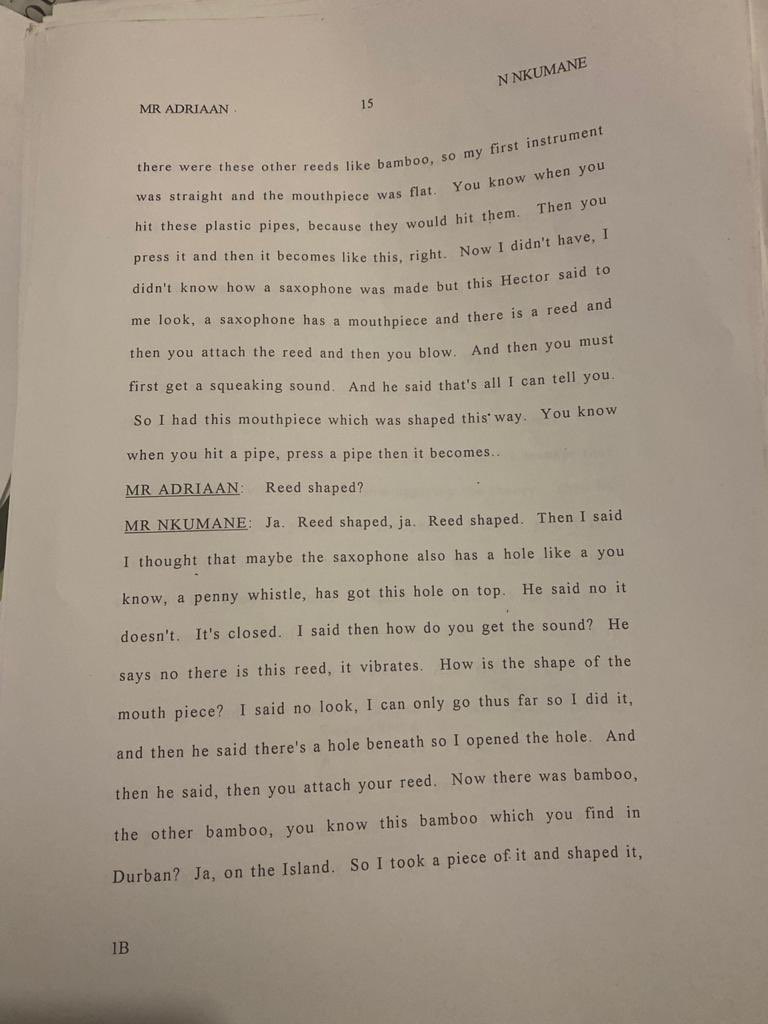 5. Ending this excerpt, my uncle beautifully explains why & how he made what is now called “The Nkumane Saxophone”. Robben Island’s sole purpose was to kill people slowly using a system of breaking inmates’ personhood. But they resisted. He reclaimed joy necessary for life: