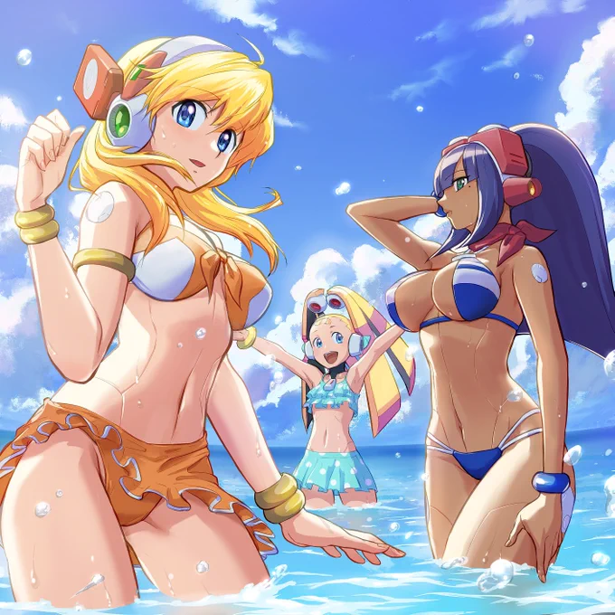 夏らしいものを!
描いてる途中でDiVEの新レイヤーが発表されたのでそっちの水着で。
#ロックマンX #MegaManX 
