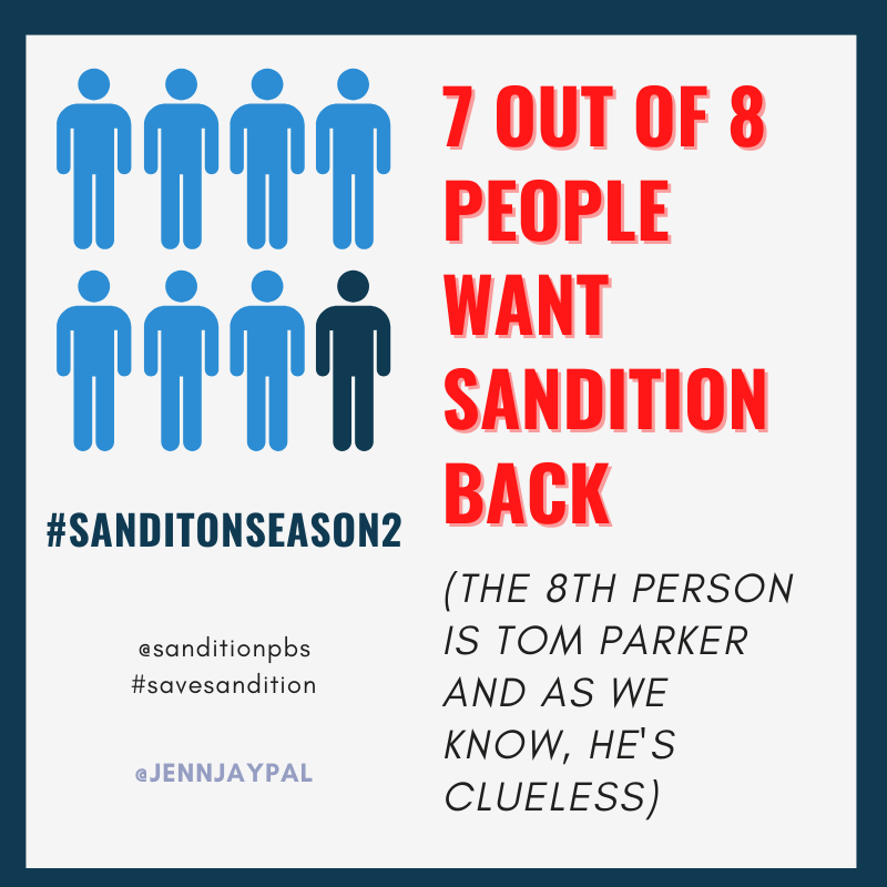 jennjaypal's tweet photo. It's #SanditionAtSeven. The statistics don't lie. People want @sanditon back!! (And please just ignore Tom)!
@masterpiecepbs 
@primevideouk 
@itv
@RedPlanetTV 
@SanditonSpecial 
#SanditonPBS
#sanditionseason2
#Sanditon
#SaveSanditon
#SanditonSquad 
@itvhub 
#sanditionsquad https://t.co/YSzwG20aGv