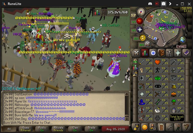 Burn64_'s tweet photo. Maxed my OSRS account 8/5/2020, I started this account 4 years ago in 2016 and my final main goal has come to a end. Thank you to everyone who came out and I cant wait to pet hunt! https://t.co/XLbKM8DkV4
