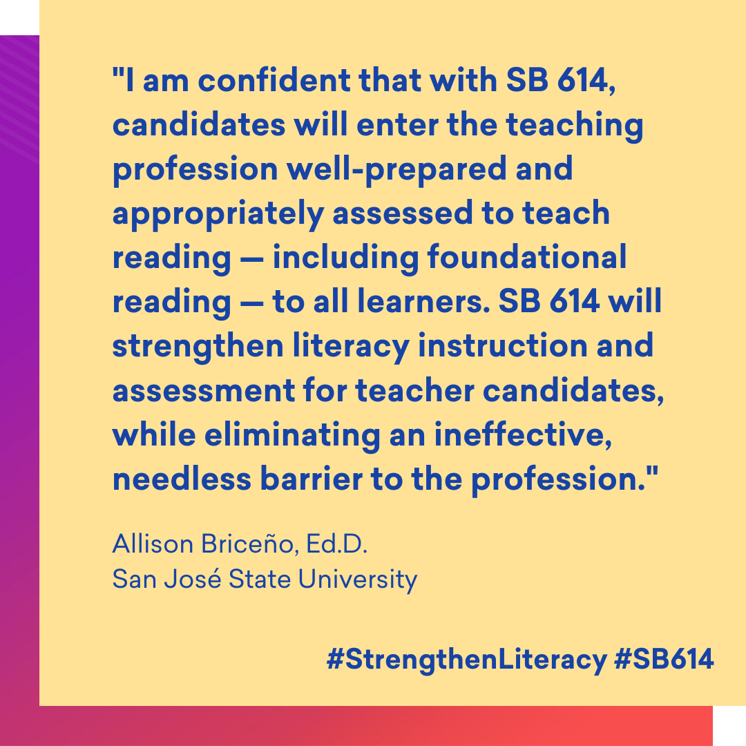 publicadvocates's tweet photo. We're delighted #SB614 passed in committee. For 25 years, CA has used an unproven standardized test to "ensure" teachers can teach reading and it hasn't made a difference for students. It's disproportionately excluded Black &amp; Brown teacher candidates from the profession https://t.co/2358Kh0rir