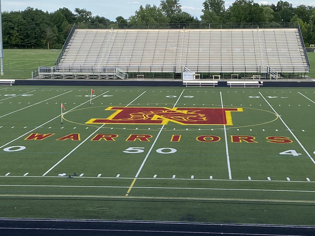 NorthWarriorsAD's tweet photo. Fresh coat of paint today at McCann Stadium. Hopeful and ready for the Warriors this fall. @WNWarriorsFB @WNWomensSoccer @WN_Boys_Soccer @wn_cheerleading @WNHSBands #ALLN 🏈 ⚽️ 📣 🎼 https://t.co/u5XtytxkUJ