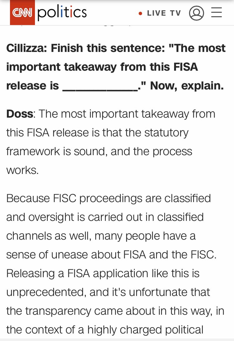 And our intellectual and moral betters in the media weighed in. Here’s  @CillizzaCNN and  @CNN, who may want to update what the “most important takeaway from the FISA release” is.