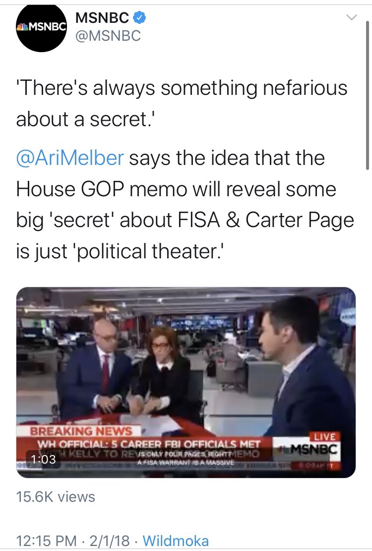  @MSNBC brought on myriad experts to explain why everything that has happened in the last two years related to FISA and Carter Page wouldn’t happen.