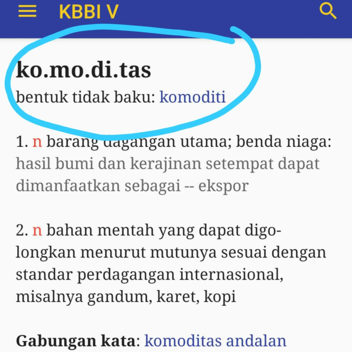 AndriIndradie's tweet photo. Saya tidak tahu harus menggunakan kata yang mana. "Komoditas" atau "komoditi". Ada yang bisa membantu saya?

@BadanBahasa @InfoBappebti @Kemendikbud_RI @Kemendag https://t.co/nzEUJzZb3s