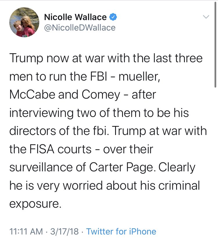 Or,  @NicolleDWallace, perhaps the reason  @realDonaldTrump was at war with the FISA courts was that - stay with me here - they deserved the war?