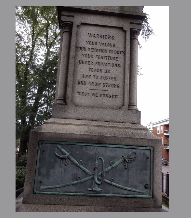 "lest we forget"the johnny reb statue was erected in 1909. civil war veterans were starting to die off. but what is the message being conveyed to new generations?