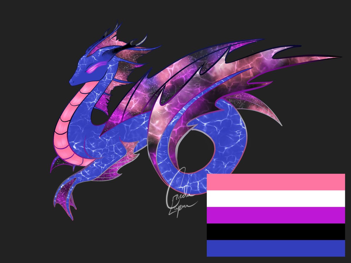 Genderfluid Pride Dragon Link:  https://www.redbubble.com/shop/ap/54262451?asc=u #scalesout  #genderfluid  #pride