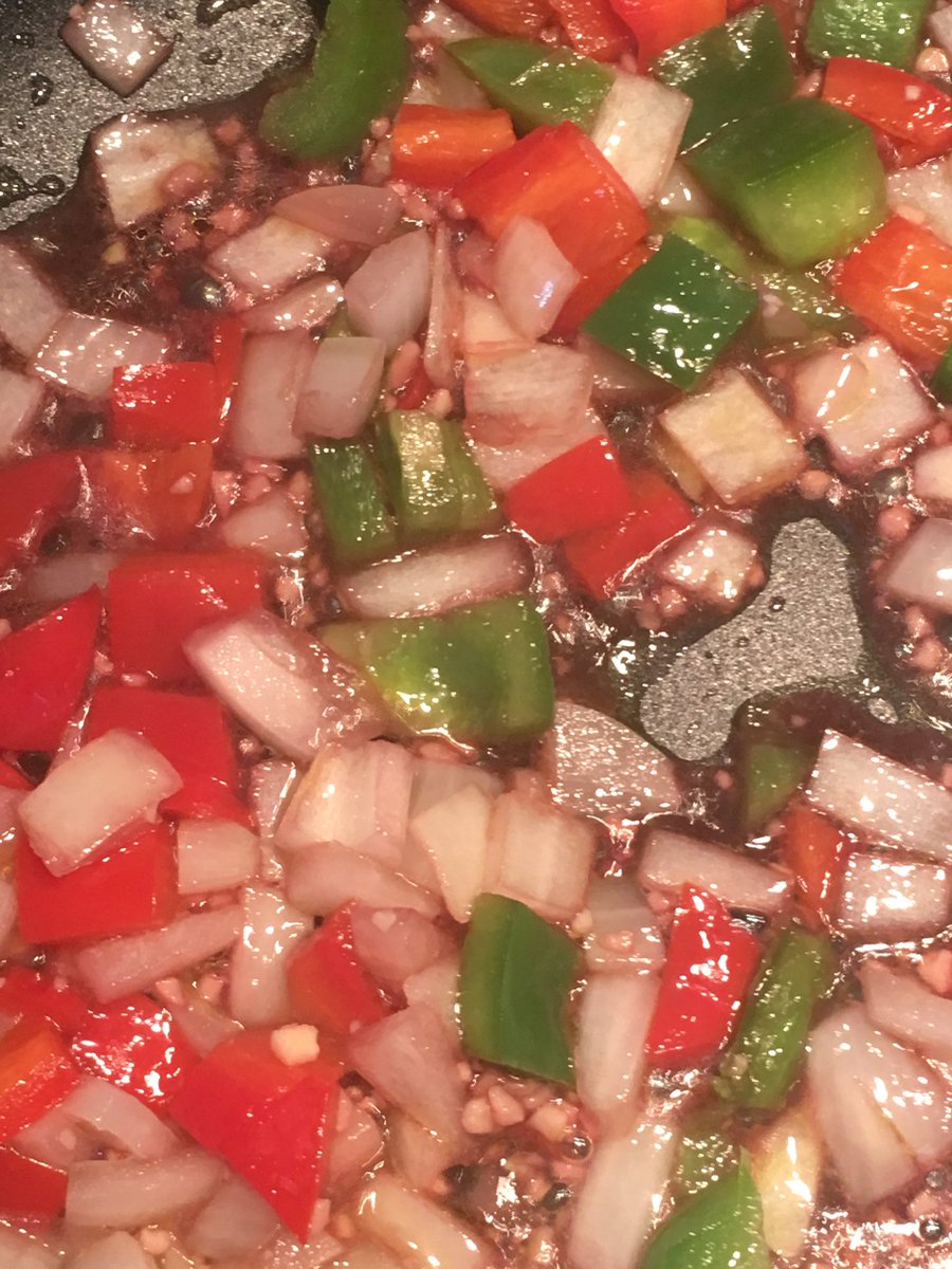 Homemade spaghetti sauce step one. Braised in Touriga red wine.
