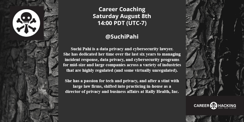 Looking for some professional wisdom and guidance for your career? Look no further!

We have a lineup of fantastic career coaches just for you!

15 minute time slots available, first come first serve basis.

Saturday Aug 8th, at 14:00 PDT (UTC-7)!

#DEFCONSafeMode #DC28CAHV