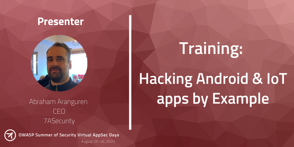 owasp's tweet photo. This course is a 100% hands-on deep dive into the #OWASP Mobile #Security Testing Guide and relevant items of the OWASP #Mobile #Application #Security #Verification Standard, so this course covers and goes beyond the OWASP Mobile Top Ten. https://t.co/AeYzkXv0vv @7aSecurity https://t.co/q26Jk1XmAG