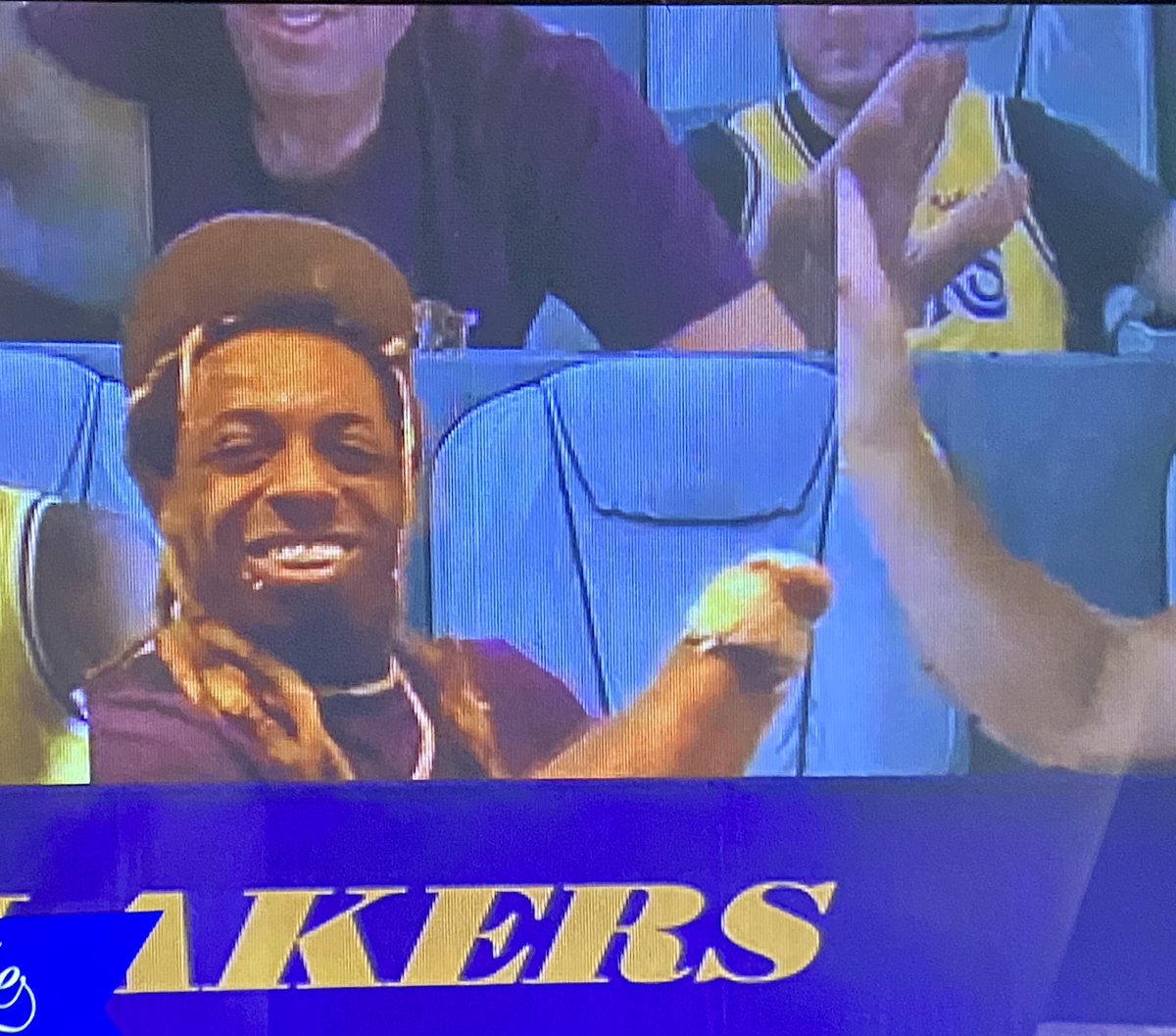 Rachel__Nichols's tweet image. Lil Wayne also in the Virtual Crowd for Lakers-Thunder. He tried to high five the virtual fan next to him, but, um, it did not go well.