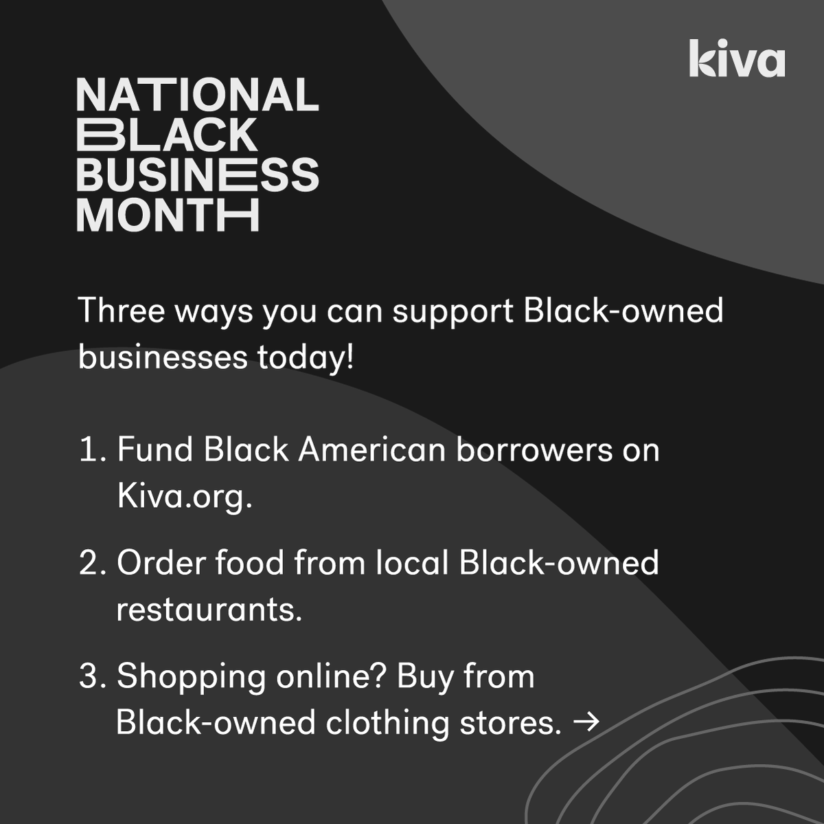 Kiva's tweet photo. Support Black business owners every month with Kiva's Monthly Good. Sign up at https://t.co/O4J84BpNzO today and know you'll make an impact every month.

#NationalBlackBusinessMonth #KivaCommunity https://t.co/uyYMsFNhKM