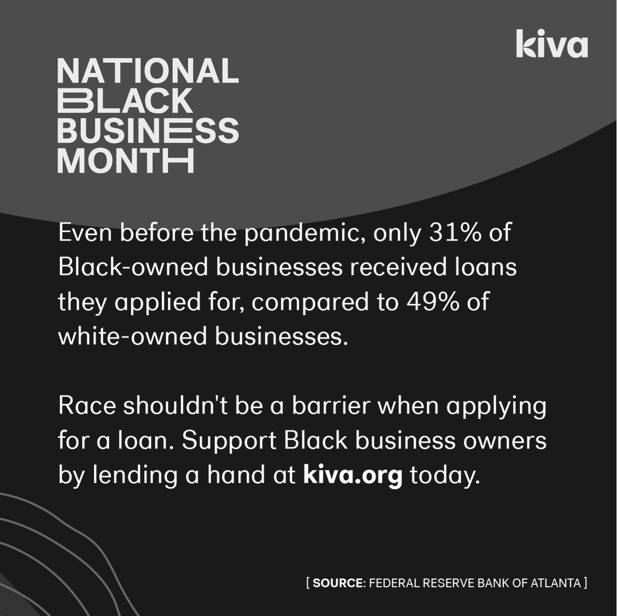 Kiva's tweet photo. Support Black business owners every month with Kiva's Monthly Good. Sign up at https://t.co/O4J84BpNzO today and know you'll make an impact every month.

#NationalBlackBusinessMonth #KivaCommunity https://t.co/uyYMsFNhKM