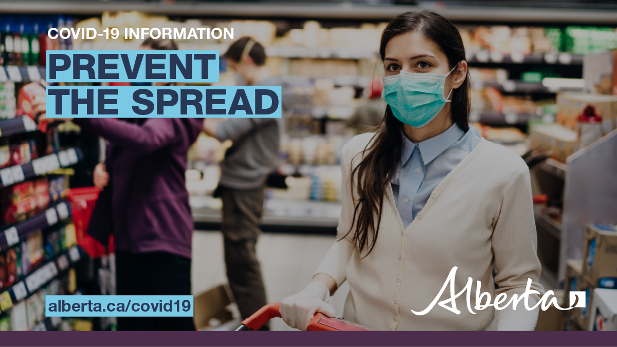 YourAlberta's tweet photo. It’s within our control to prevent the spread of COVID-19. When out in public, stay 2 metres away from others when you can, and wear a mask when you can’t. 
Stay informed with current information: https://t.co/sq9X3IfQFu https://t.co/OTSycadcjb
