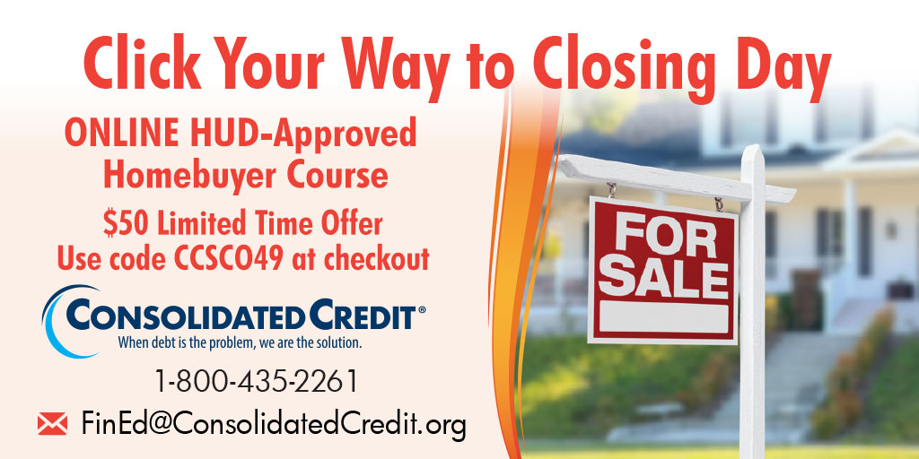 ConsolidatedUS's tweet photo. π£οΈ Limited Time Offer ends 8/31.π‘ Turn your dreams of homeownership into reality. Certificate received upon completion, helps qualify for #DownPayment & #ClosingCost assistance programs offered to #FirstTimeHomebuyers. Take course here: https://t.co/H9C9wDnXO5 #eHomeAmerica https://t.co/HxRP5jrFQF