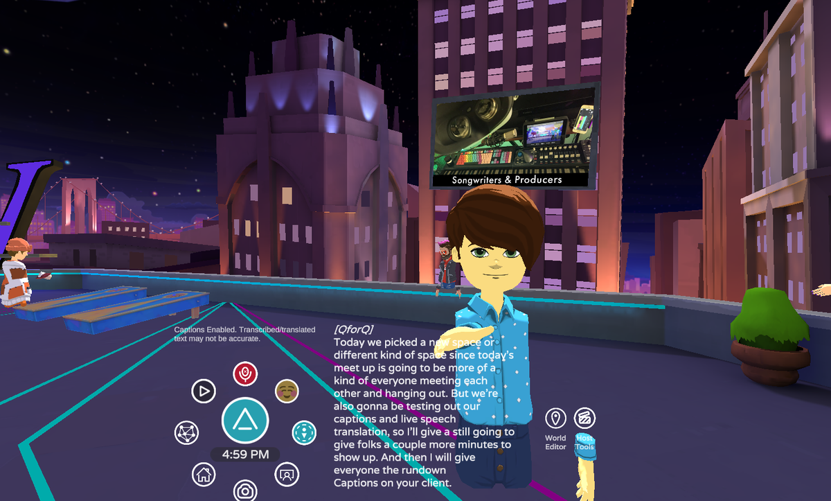 barelytired's tweet photo. Live Captions/Translation rolled out to our second event (and first with a social focus) in @AltspaceVR ! https://t.co/E1kqq8HDat