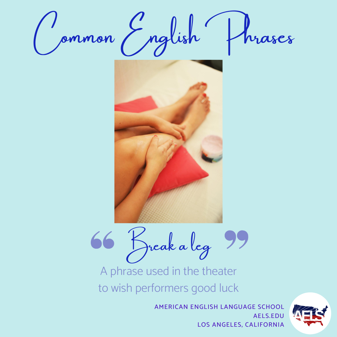 aelsedu's tweet photo. Here's a funny English idiom that doesn't sound anything like what it really means. People use the expression "break a leg" to wish performers on stage good luck during their show!
#breakaleg #idioms #learnenglish #learnenglishonline #englishlanguageschool #eslschool #ESLlesson https://t.co/8FI3QsSG7S