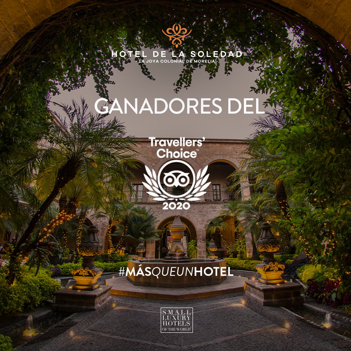 Es un placer compartir con todos ustedes que recibimos el premio Traveller’s Choice 2020 que otorga <a href="/TripAdvisor/">Tripadvisor</a> con base a las reseñas proporcionadas por nuestros huéspedes, lo que nos coloca dentro del 10% de los hoteles más exclusivos a nivel mundial. Somos #MásQueUnHotel