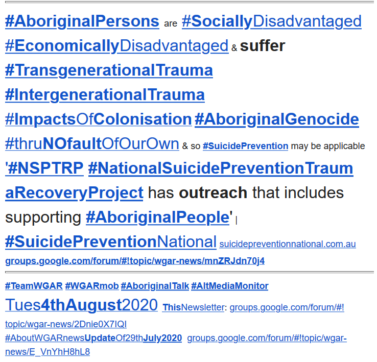 WgarNews's tweet photo. @WhteRbbnAdvocat @CapesJoy @Mon14076384 @BlakandBlack @KingLouisRocks @Penny_MadamLash @3wombats @anne_clothier @janettj777 @Girrali @EurekaStreet @lynlinking @RobRobbEdwards @LadyPoop2 @JennyPineapple2 @BakchosGlass @deniseshrivell @RightsLGBTI @StopAdaniCairns @ActOnClimate @lobbycoorg @FaiMujer @IAF__FAI @ElaineEDO @UraniumFreeNSW @uraniumfree @nuclearban @NukeDaveSweeney @NuclearFreeAus @ican_australia @NatIndigTimes @rjstrikers @Surfinia4Planet @AnimaeOK @FatherBob @rationalbitch #AboriginalPersons suffer #RadioActiveWaste #NuclearWasteDumping on #AboriginalLand #TransgenerationalTrauma #IntergenerationalTrauma #ImpactsOfColonisation #AboriginalGenocide #thruNOfaultOfOurOwn SupportIsAvail ClickOnThisLink, ScrollDownPage: https://t.co/TWILo3gPLX via WGAR https://t.co/1yOkRMAwtz