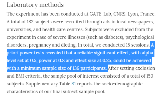Now, that's pretty bad. But it gets worseThis study was probably not designed to test the question of obese vs leanHow do we know? Look at the sample size calculation