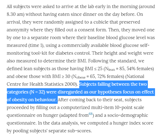Instead, it seems almost certain that the original study just looked at lying in fasted vs breakfasted peopleWe can actually see this even more clearly because they ran 36 people through the entire procedure only to exclude them after the fact!