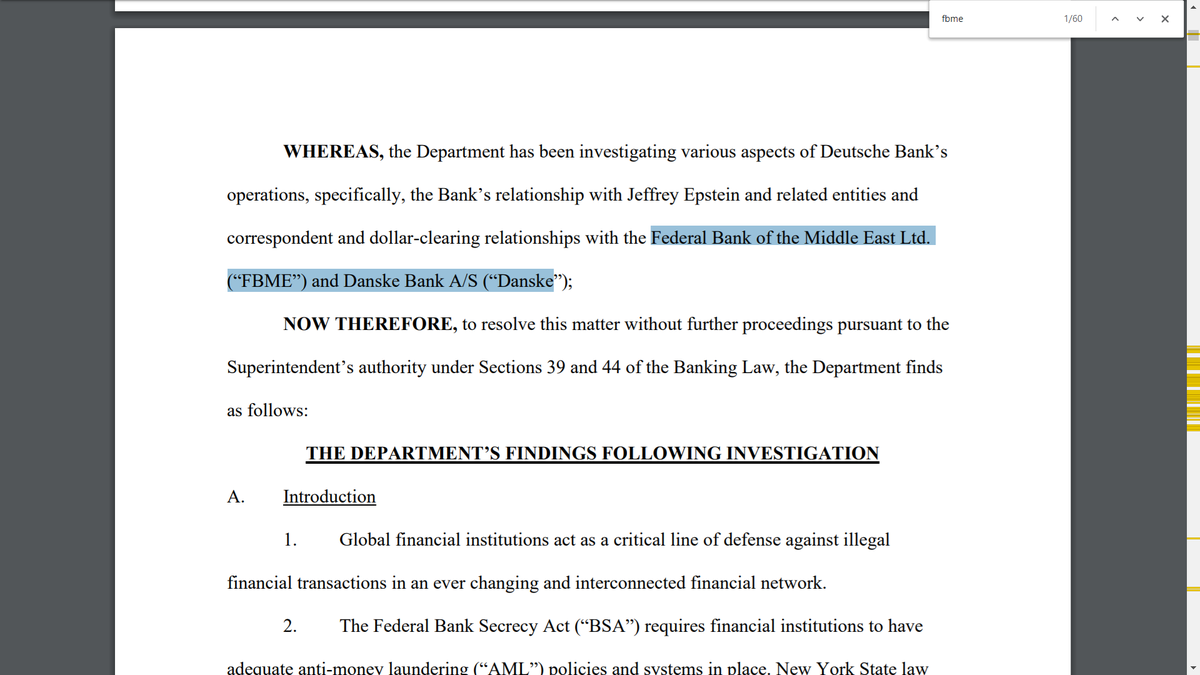 Shoddy record-keeping, or no record keeping at all... convenient.The consent decree also covers transactions with Jeffrey Epstein's "entities" and foreign banks. FBME and Danske Bank.