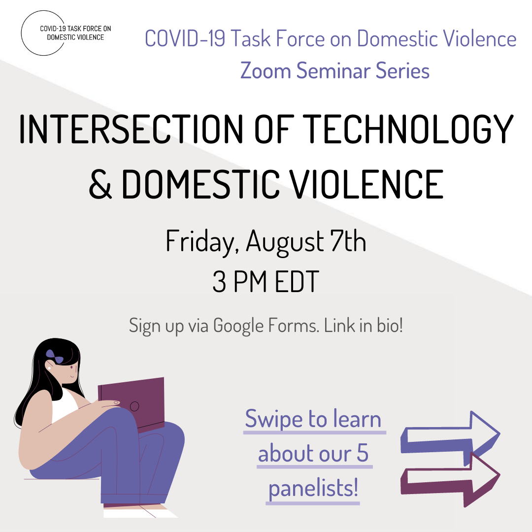 covid19tfdv's tweet photo. Join us this Friday at 3pm EDT for our ninth seminar series episode: Intersection of Technology & Domestic Violence.
Sign up here: https://t.co/tclaGwJaPl https://t.co/K5pq8g3n7d