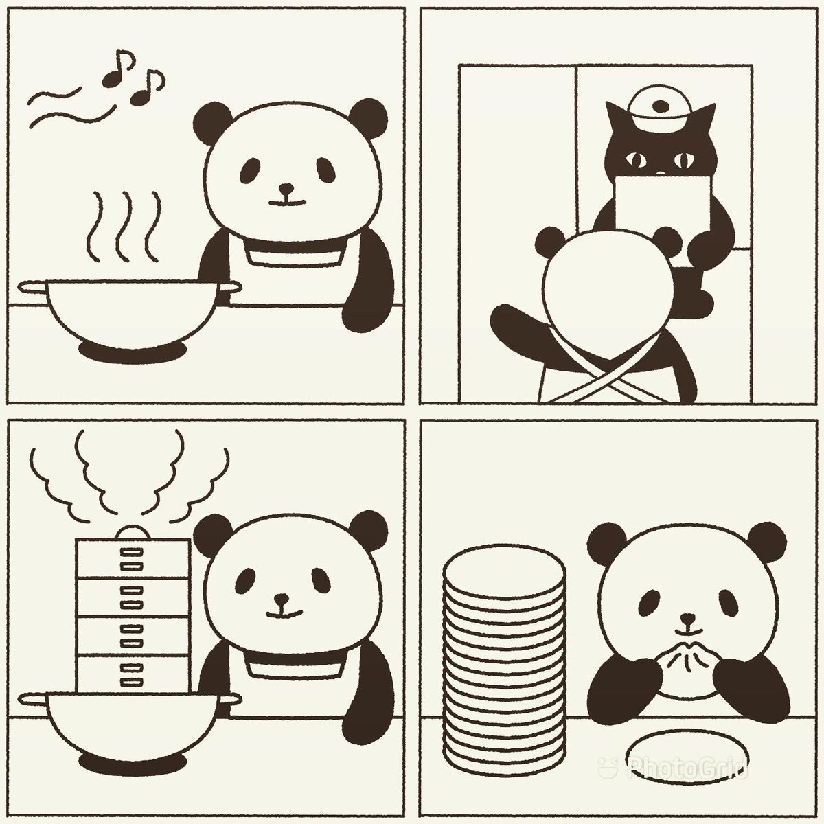 パンダのどすん على تويتر 中華街に行きたいな パンダ Panda 大熊猫 パンダイラスト ほっこり クスッと笑える 飲茶 点心 Dimsum