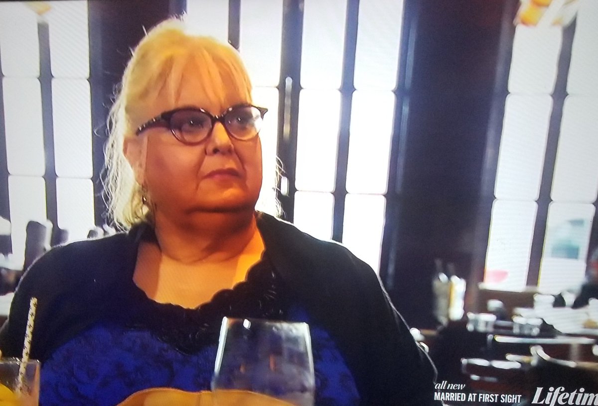 meSonyaB's tweet photo. Ms. Judith is looking at Christina like: Oh, you're one of them fancy, prissy types, huh?!

#mafs
#MarriedAtFirstSight 
#mafsnola https://t.co/wDHUnyDHb9