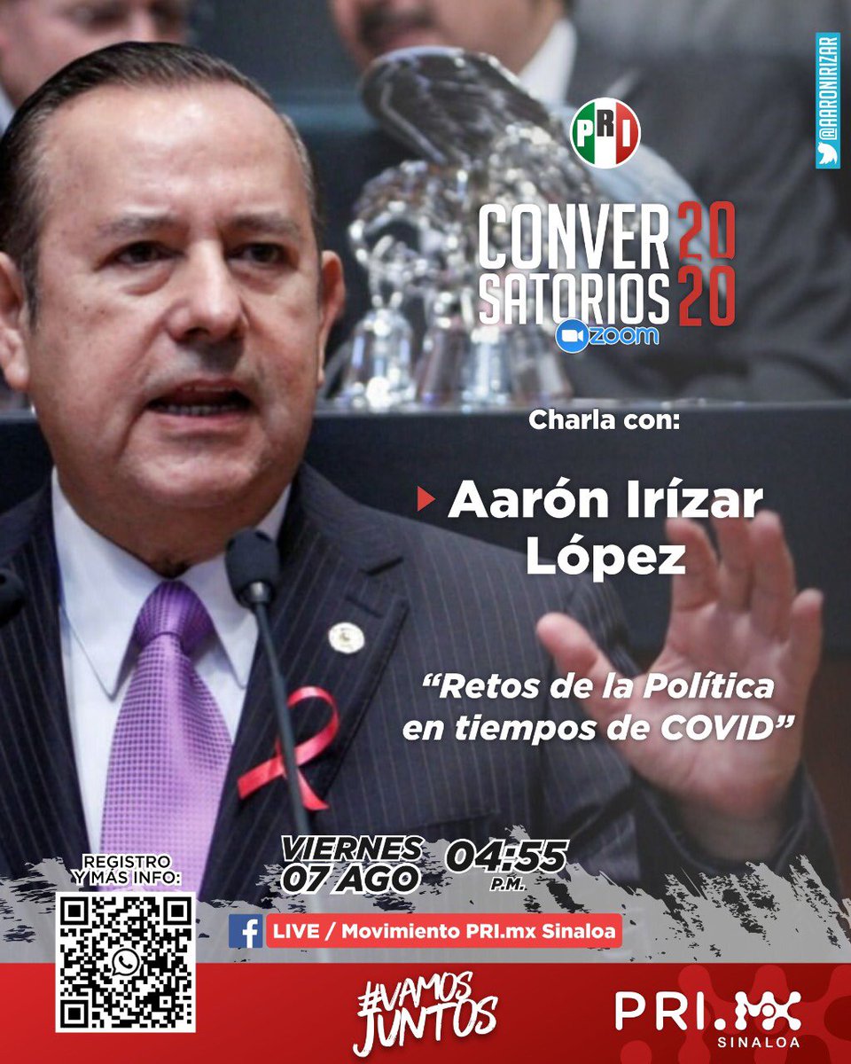 movprimxelfte's tweet photo. En el anecdotario político de nuestro estado y las grandes batallas sociales siempre está @aaronirizar, un Sinaloense con mucho por decir y mucho que por aportar. En nuestra próxima edición de #Conversatorios2020, contaremos con su distinguida presencia ¡No te lo puedes perder! https://t.co/zB2gdAtB5V