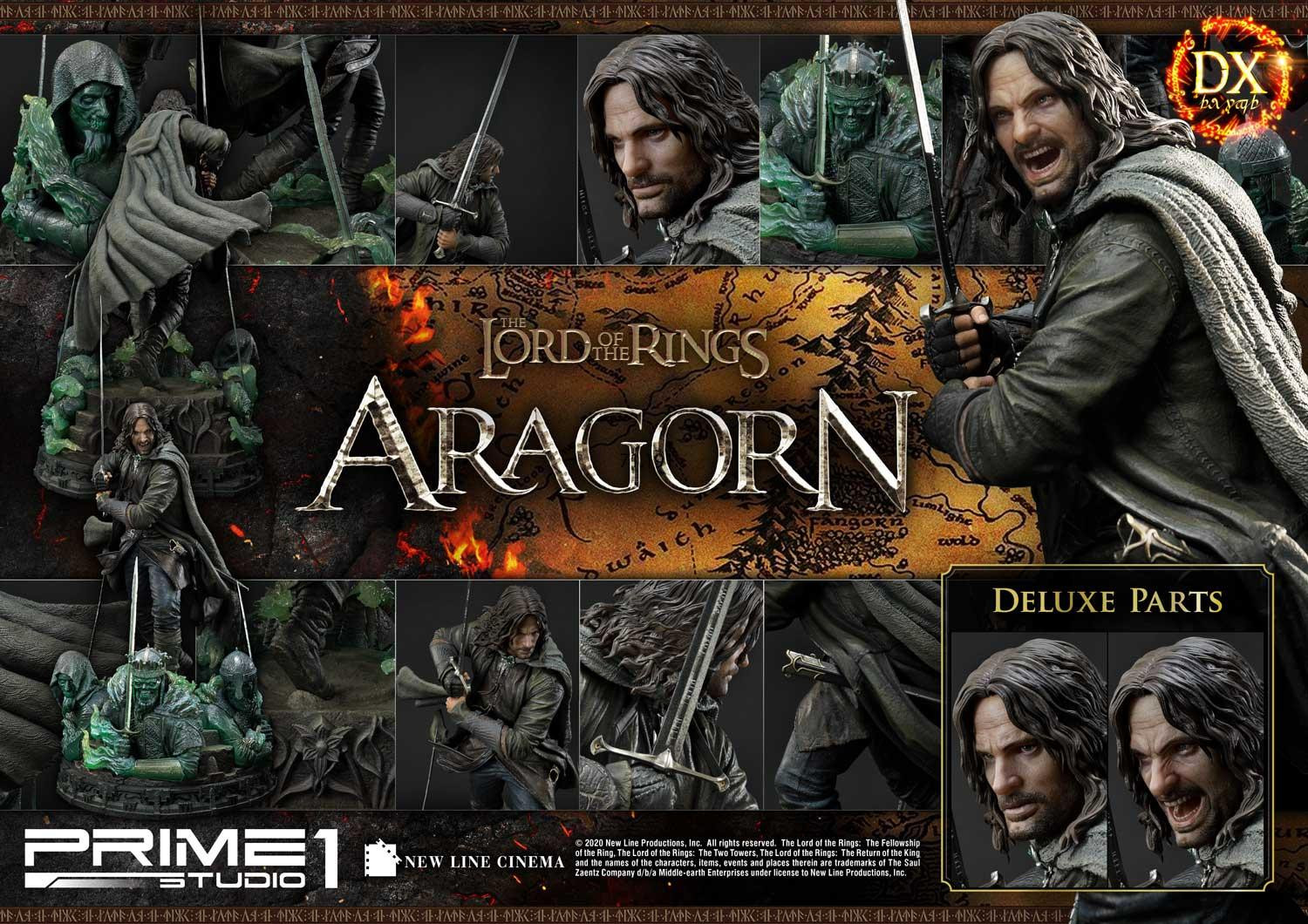 Prime 1 Studio プライム１スタジオ News プレミアムマスターライン ロード オブ ザ リング 王の帰還 アラゴルン Dx版には叫びの表情と敵に目線を送る表情の差替え頭部パーツ２種が付属 ご予約はコチラから T Co Nud0b0w2ja
