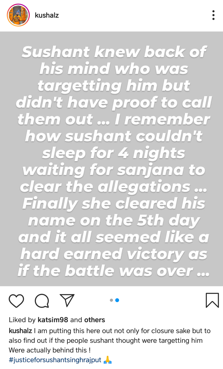 So someone who was with Sushant Singh wen he was falsely accused of sexual harrasment of his co star speaks up.He clearly mentions Sushant suspected someone being behind this targetted attack.Also, Qs the strange silence of Sanjana Sanghi. Wish CBI really looks into this!