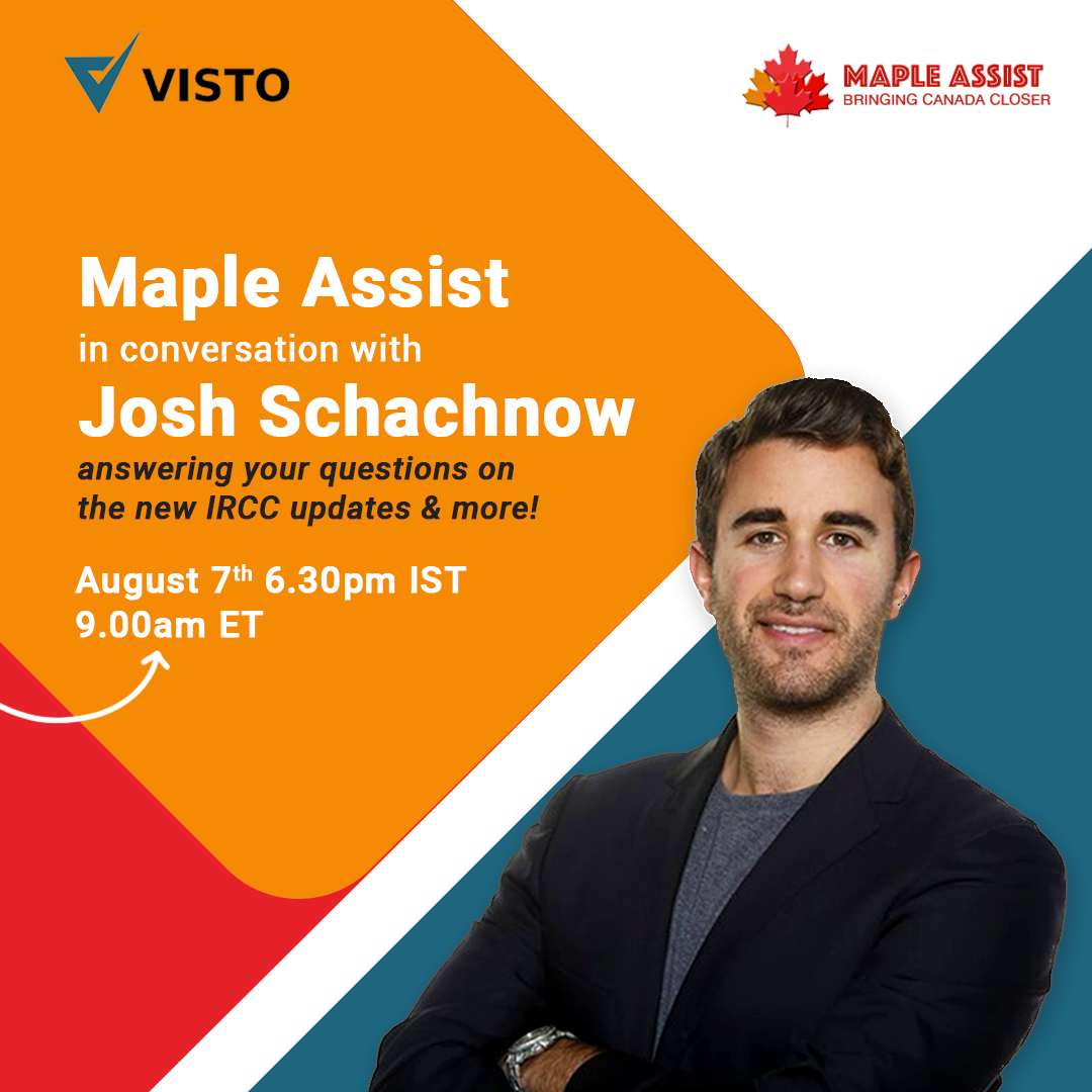MapleAssist's tweet photo. Josh Schachnow, Toronto-based immigration lawyer and CEO of @visto.ai is coming live with #MapleAssist. Join him for an #interactiveLivesession tomorrow as he discusses #StudyPermit requirements for #Canada, current travel restrictions, exemptions & the new #IRCC updates! https://t.co/KfGLdbF1uZ