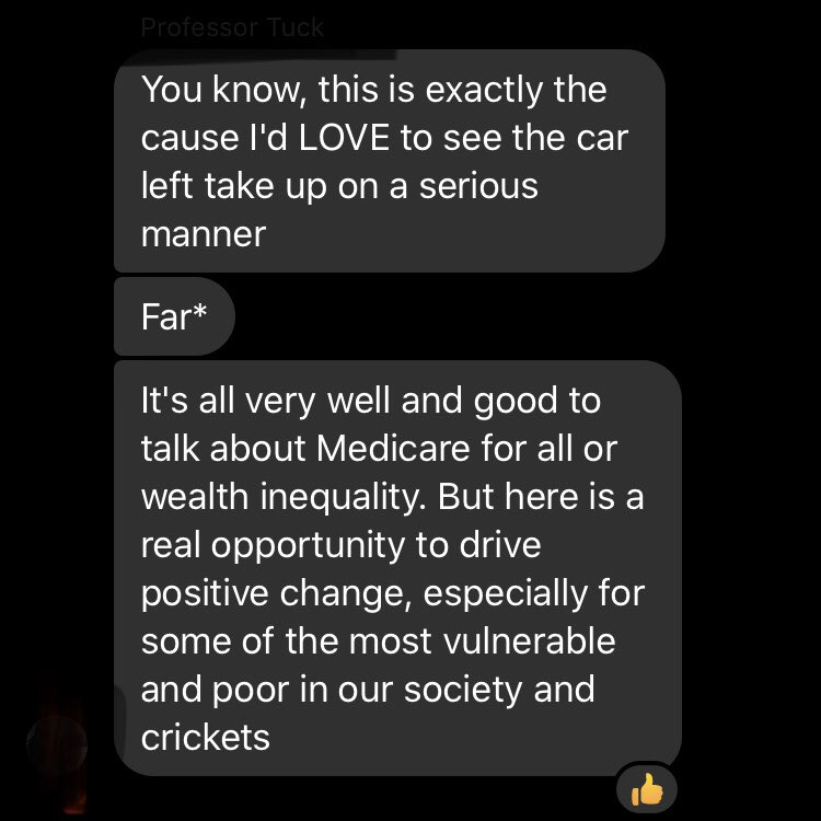 I’m revisiting this thread because while I ignore that stupid group chat they added me to, I check in on it to see what bullshit they’re spewing. Apparently fixing wealth inequality isn’t a real positive change???
