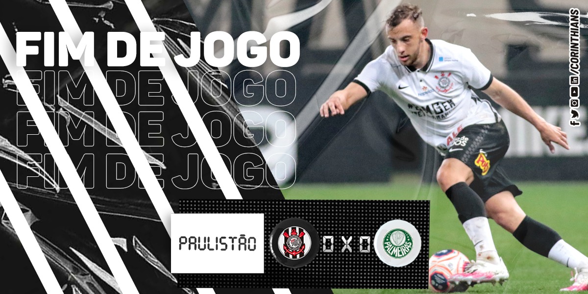 Corinthians on X: Fim de jogo. Corinthians e Palmeiras empatam em 0 a 0 o  primeiro duelo da final do @Paulistao 2020 na @A_Corinthians. O confronto  decisivo acontece neste sábado, às 16h30