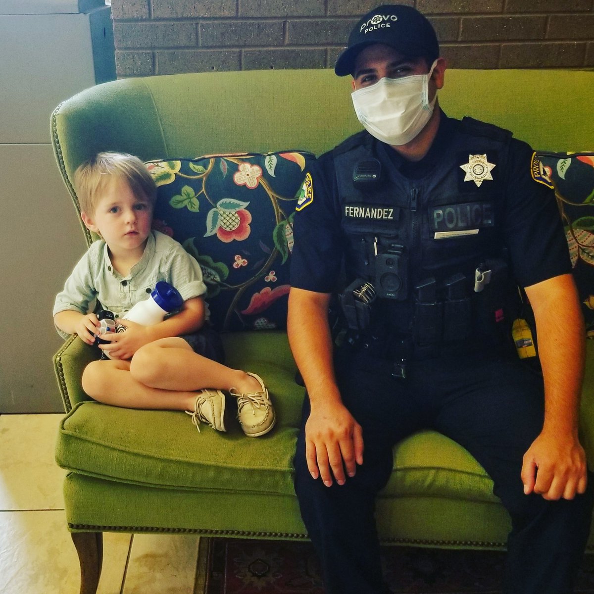 ProvoPolice's tweet photo. We had a special visitor today. Paul and his mother met with Officer Fernandez to discuss a few safety tips. #provoproud #weloveourcommunity https://t.co/DTLQBc6zdZ