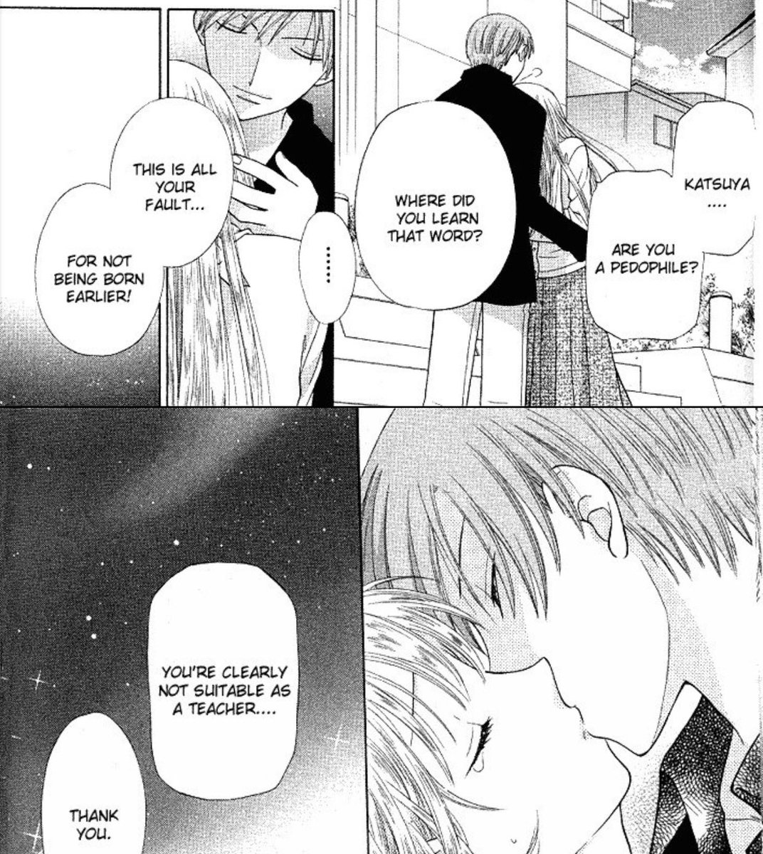 Kyoko got pregnant with Tohru at sixteen, which means she and Katsuya were having a lot of sex when she was 15. My professor knew I was a writer who took up interest in writing about pre-marital sex, he told me about his own sexual experiences, his own faults.