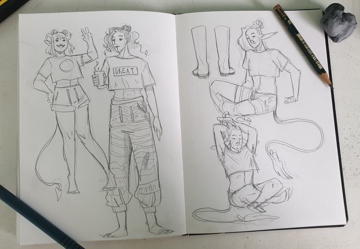 While waiting for the iPad to charge, it's sketchbook and crop top time 