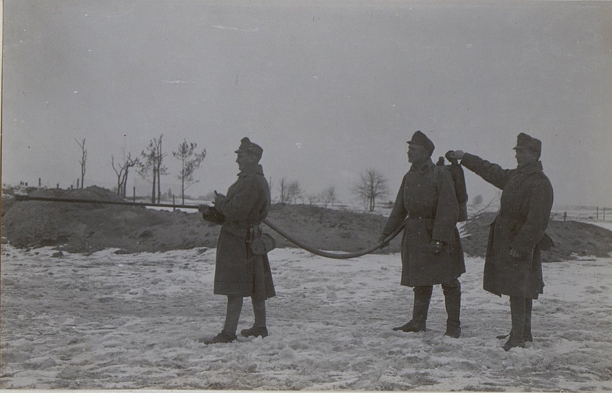 When it entered the marketplace, it flew into the corner, which stopped it.This allowed the flame to enter the sealed metal container, and it exploded.Austro-Hungarian flamethrowers of World War One had the same problem.