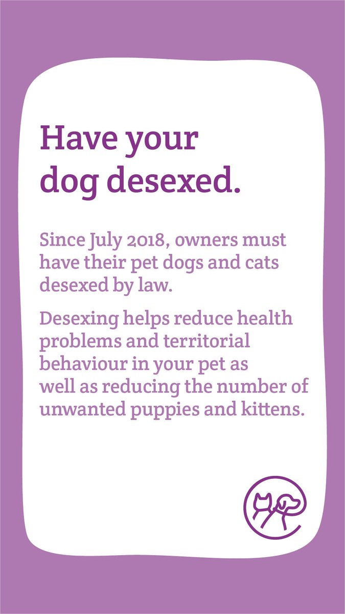 Are your pets desexed? By law, all dogs and cats must be desexed. This helps reduce health problems, and reduces the number of unwanted puppies and kittens. 

Chat to your vet today about #desexing.

npsp.sa.gov.au/article/view/1…