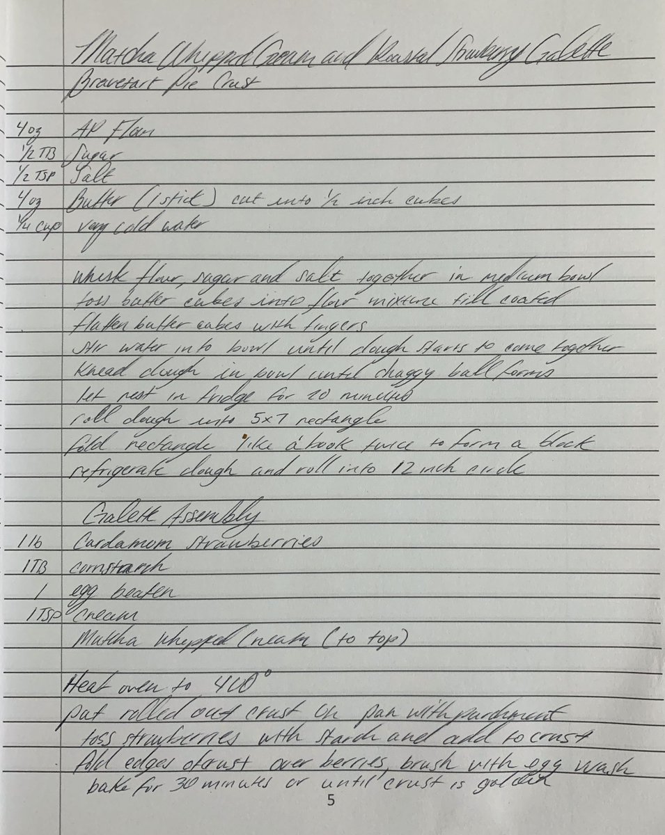 there’s probably something willfully obtuse about the way that I’ve decided to only share handwritten recipes but i’m just gonna roll with it -roasted cardamom strawberry galette with matcha whipped cream  #humblebragdiet