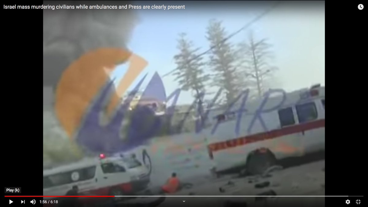 At 1:55 in the Palestinian video, you hear a rocket engine explode, and a column of light-gray smoke rises (left).