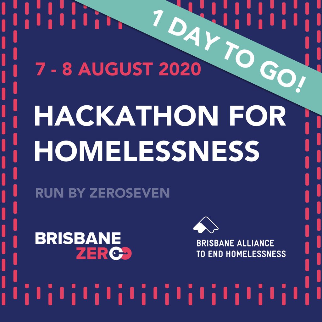 1 DAY TO GO! Tomorrow is the day the Hackathon starts - we’re building a website in 2 days with the Brisbane Alliance to End Homelessness. bit.ly/30zbmBL #hw2020 #brisbaneevents #brisbanezero