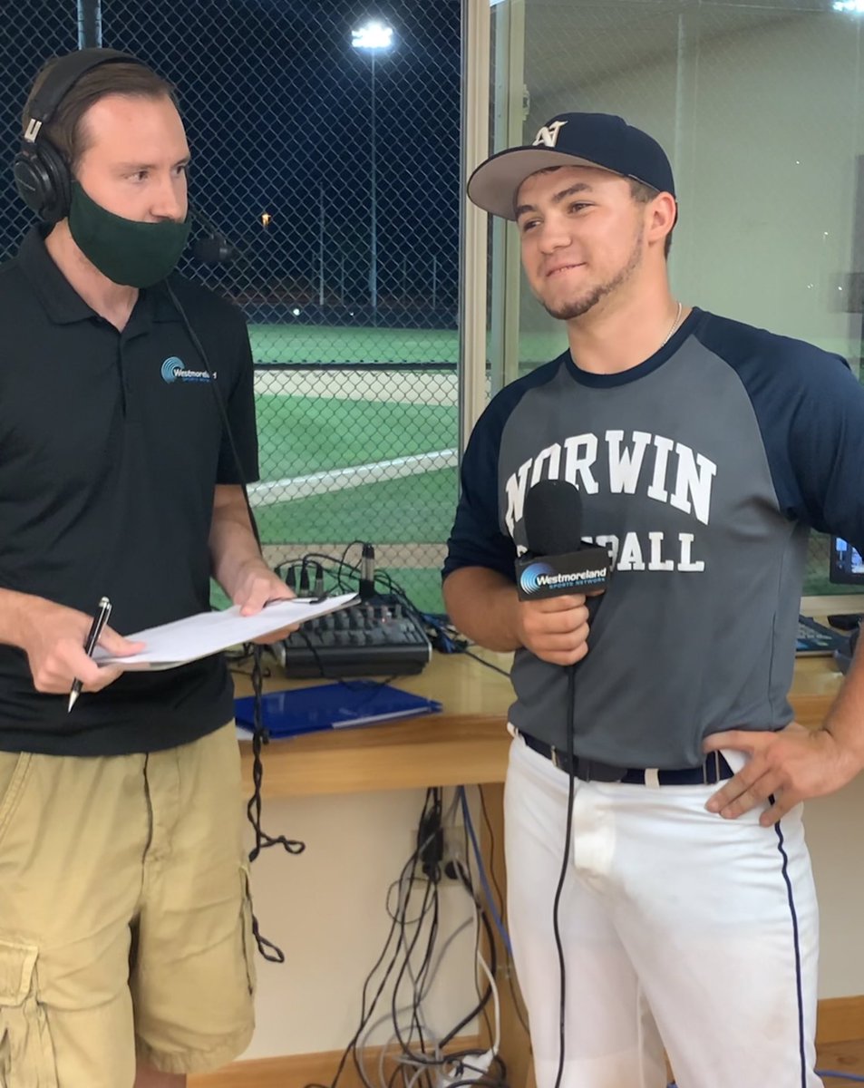 WestmorelandSN's tweet photo. Irwin Area’s Eric Chorba and Luke Savage join Sean Meyers on the postgame show after the Knights defeated Mt. Lebanon to advance to the @WPA_Baseball championship. https://t.co/1AtkL02UtX