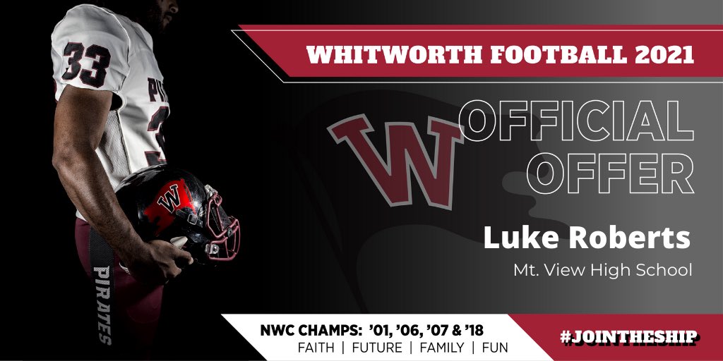 Blessed to receive an offer from <a href="/WhitworthFB/">Whitworth FB</a> Go pirates! <a href="/duke_degaetano/">Duke DeGaetano</a> <a href="/coachsandberg/">Rod Sandberg</a>