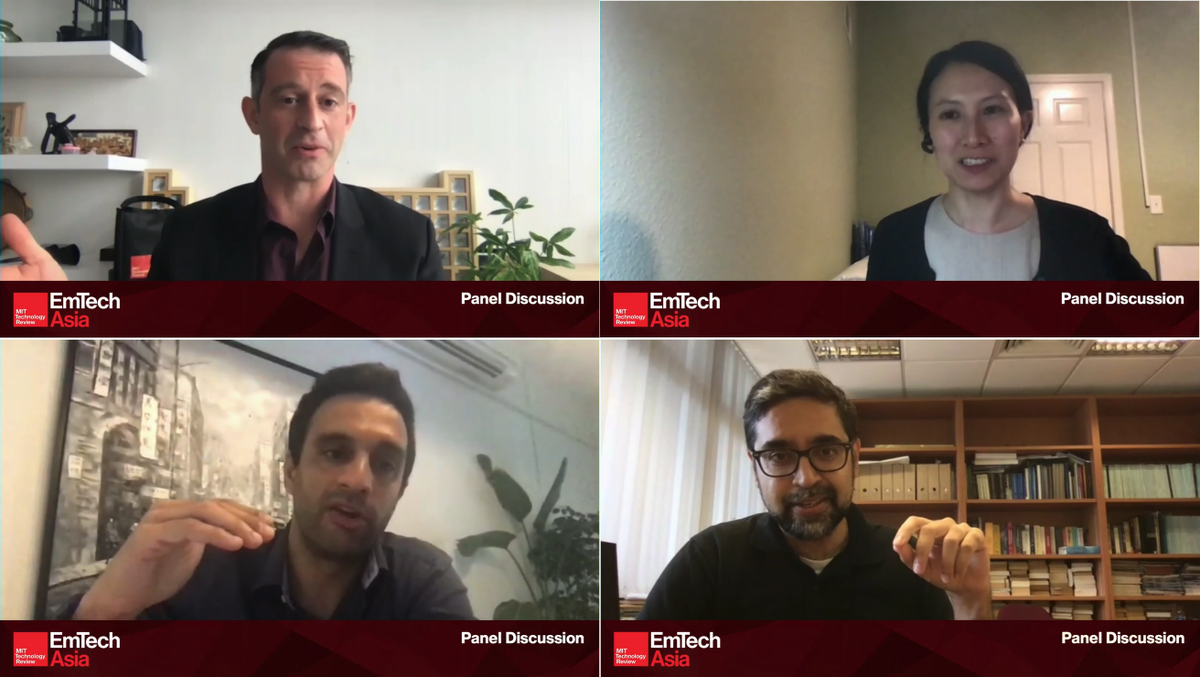 A pretty animated panel discussion on #AI used for designing and discovering materials. Great point of views from our speakers from @toniobuonassisi <a href="/ToyotaResearch/">Toyota Research Institute (TRI)</a> <a href="/nanotransport/">Hip Lab</a> @Astarhq <a href="/NUSingapore/">NUS</a>. Might we see a co-LAB soon? #EmTechAsia